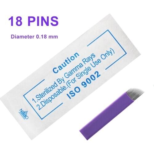 Newest Purple 18Pins 0.18mm Panual Needle Blade Permanent Makeup Blades Needles Microblading Needle Blade 18 Eyebrow Pen Blades