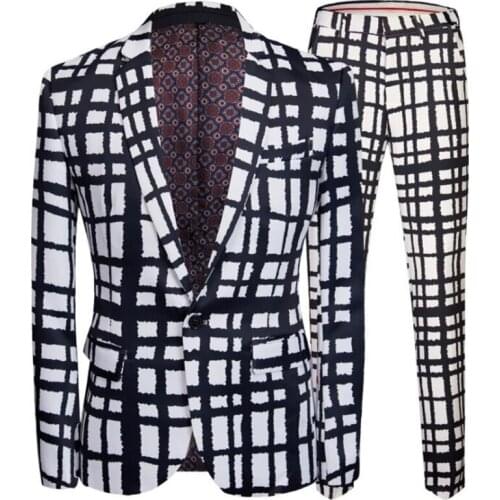 New blazers mens printed suits black and white plaid korean fashion chaquetas boda jackets wedding blazer masculino slim fit