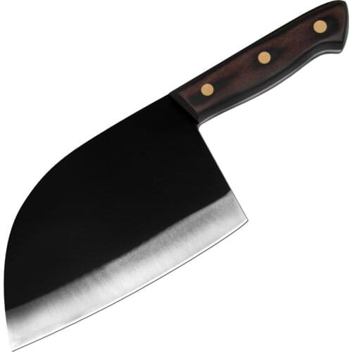 7 Inch High Carbon Steel Butcher Knife Matte Blade Ultra Sharp Chef Cleaver Full Tang Kitchen Knife Wood Handle Forged Chopper