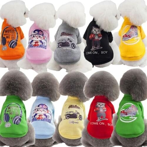 Dog Pet Clothes for Small and Medium Dogs , Warm Plush Dog Cat Autumn and Winter Sweater Coat, Hooded Cartoon Two-Legged Clothes