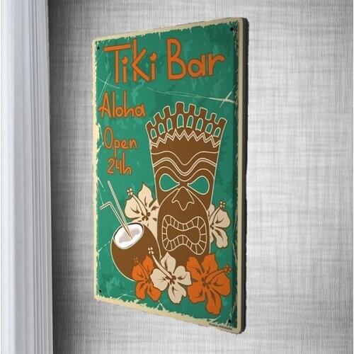 Tin Sign Soda Soft Drink Tiki Bar 24 Hours