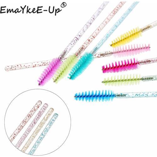 50Pcs Disposable Crystal Eyelash Brush Mascara Wands Applicator Grafting Eyelash Curling Comb Beauty Makeup Tool
