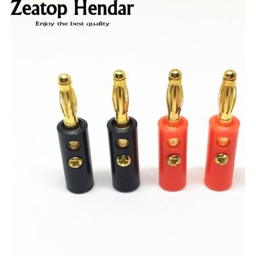 200Pcs Gold Plated 4mm Banana Plug Connectors Adapter Speaker Wire Audio Cable