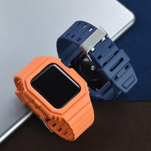 TPU Rubber Strap+Protective Case 38mm 40mm 42mm 44mm For Apple Watch iWatch Series SE/6/5/4/3/2 Waterproof Watchband Replacement