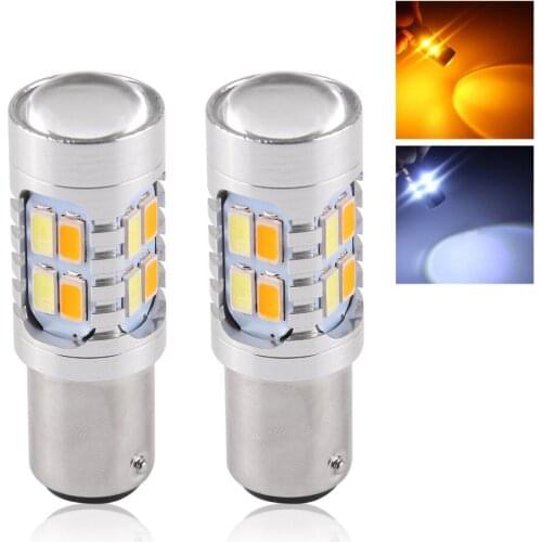 S25 1157 BAY15D P21/5W SMD LED Turn Signal Light Backup Reverse Lamp Brake Bulb DRL 12V Dual Color White + Amber Switchback