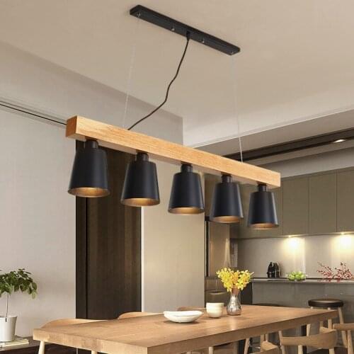 Modern Pendant Lights Wood LED Kitchen Lights LED lamp Dining Room Hanging Lamp Ceiling Lamps Lighting Fixtures for Long Table