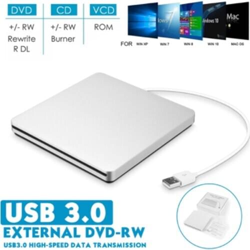 USB 3.0 Slot Load Drive External DVD Player CD/DVD RW Burner Writer Recorder Superdrive For Apple Mac Laptop PC Win Notebook