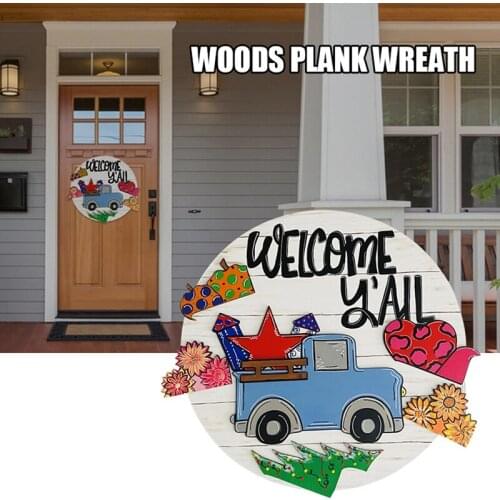 Truck Door Hanger Round Welcome Sign Front Door Hanging with 6 Interchangeable Inserts for Farmhouse Home Porch Decor