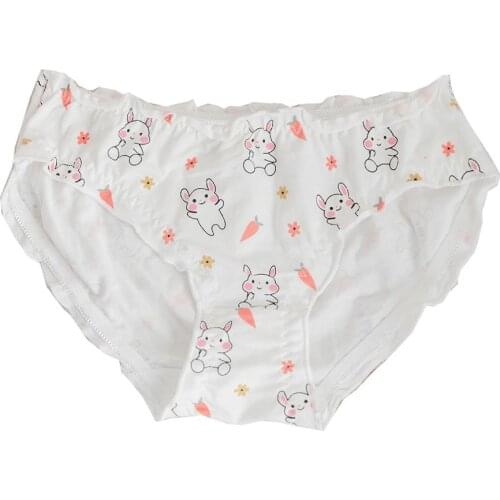 Japanese Cute Cartoon Printing Women Panties Teens Kawaii Anime Underwear School Girls Lace Cotton White Breathable Briefs