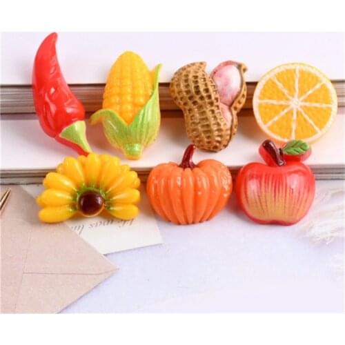 Julie Wang 20PCS Resin Fruit Charms Mixed Artificial Apple Banana Orange Corn Peanut Pendants Jewelry Making Accessory Decor