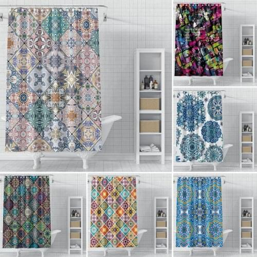 Bohemian Shower Curtain Geometric Mandala Plants Polyseter Waterproof Decor For Bathroom Bathtub Bathing Curtains