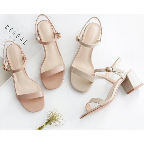 Women Sandals 2021 Summer 5CM High Heels Shoes Woman Pumps Patent Leather Ankle Straps Ladies Peep Toe Square Wedding Sandals
