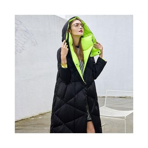 2020 Winter Jacket Women down jacket 90% Goose Down coats thicken hood casual reversible down coat female long Outwear Plus Size