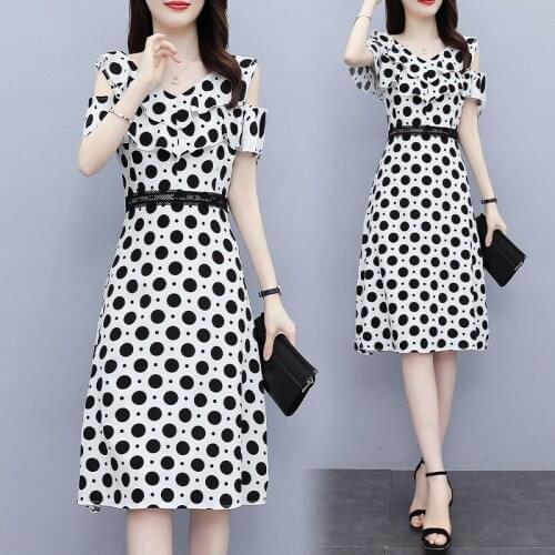 Womens Dot V-Neck Sexy Summer Dress Plus Size M-4XL XXXL 3XL XXXXL Party Cocktail Ruffles Holiday Dresses Clothes For 90KG Woman