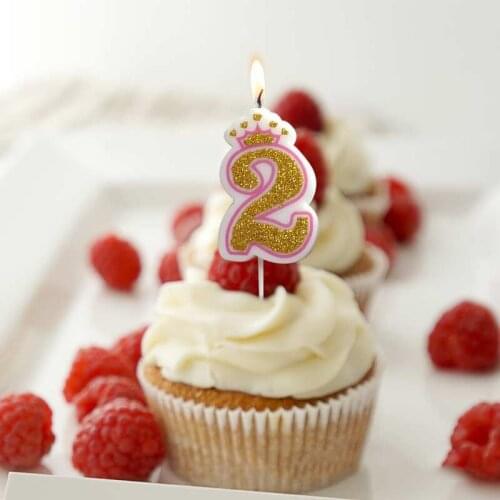 Gold Powder Candle Blue Pink Number 0-9 Cake Candle Birthday Wedding Anniversary Celebration Valentines Day Cake Decoration Can