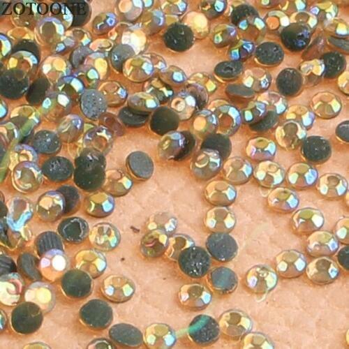 ZOTOONE Yellow Ab HotFix Crystal Flat Back Nail Art Rhinestones Rhinestone Strass Shoes Applique Heat transfer Weding Decoration