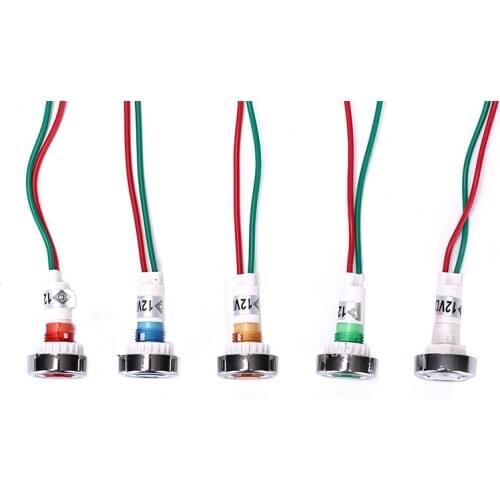 1/10pcs Car Boat 12V 10mm LED Indicator Light Pilot Dashboard Panel Warning Lamp Wired IP 45