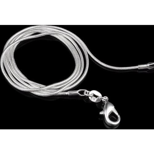 1Mm Silver Plated Smooth Snake Chain Stamped Choker Necklace For Women Jewelry 16 18 20 22 24 Inch Dropshipping