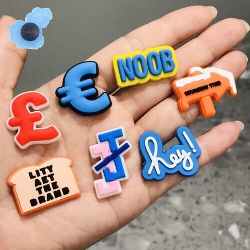 1Pcs English Alphabet Figure Currency Symbol PVC DIY Wristband Kids Shoe Accessories Shoes Charms X-Mas Gift