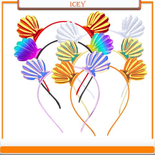 Girls Colorful Shell Ocean Headbands Sequins Party Decoration Hair Hoop Kids Summer Sweet Seas Princess Hair Accessories