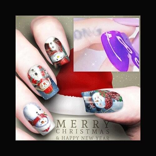 10Pcs Christmas Cute Nail Stickers Creative Santa Snowman Stickers Fashion Manicure Slider DIY Decoration 3d Stickers