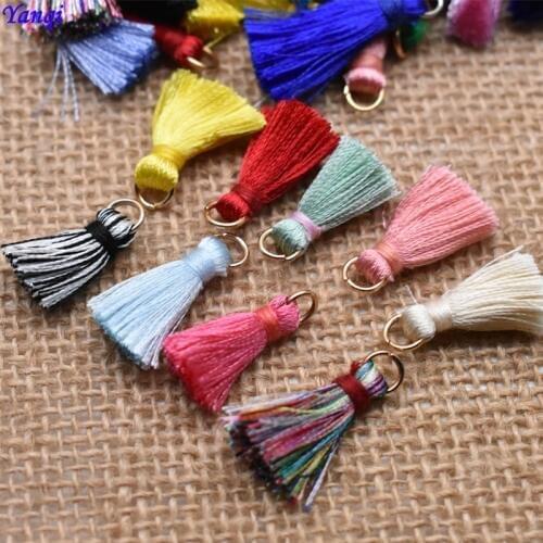 20pcs/lot 20mm Mixed color Small Tassel Mini Silky Cotton Thread Fabric Tassel Pendant for Jewelry Making DIY Bracelet Earring