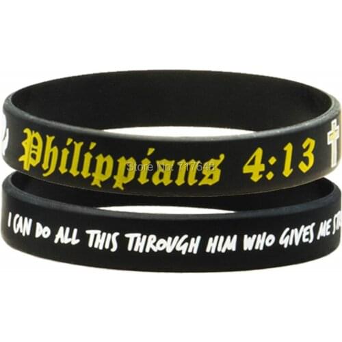 300pcs Faith Proverbs Philippians 4:13 wristband silicone bracelets free shipping by FEDEX A