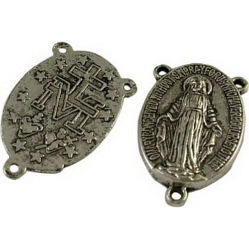 470pcs/1000g Holy Oval Carved Virgin Mary Tibetan Style Chandelier Links Rosary Center Pieces Jewelry Connector Accessories