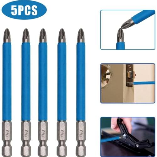 5pcs 150mm magnetic drill bits Cross non-slip batch Head PH2 screwdriver set S2 strong wind batch head screwdriver bits head