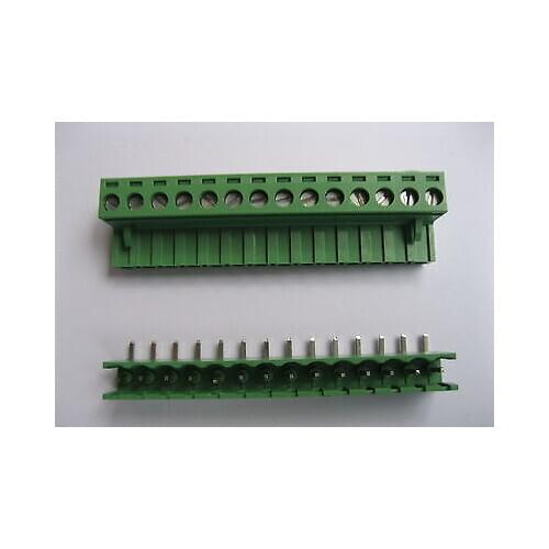 5 pcs 5.08mm Angle 14 pin Screw Terminal Block Connector Pluggable Type Green