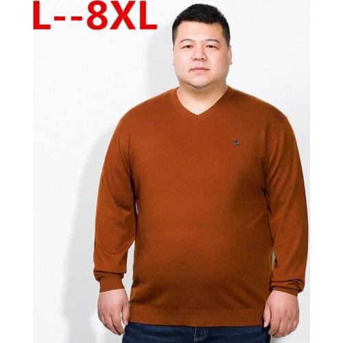 5XL 6XL 10XL 4XL 8XL Male MenS Fashion Mixed Colors Men Leisure Loose Pull Homme V-Neck Long-Sleeved Sweater Solid