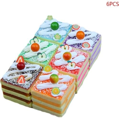 6x Realistic Artificial Square Cake Bakery Window Fruit Food Display Photo Props