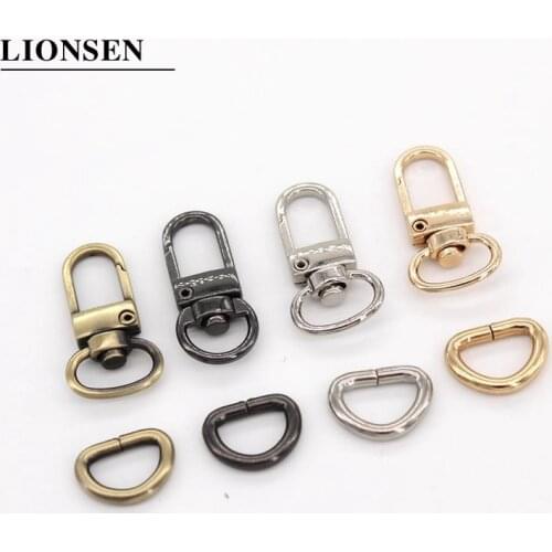 Lionsen 8 sets Bag Parts Accessories Luggage bag buckle Snap hook/Dog,Bag hanger Lobster Clasp D ring 10 mm diameter