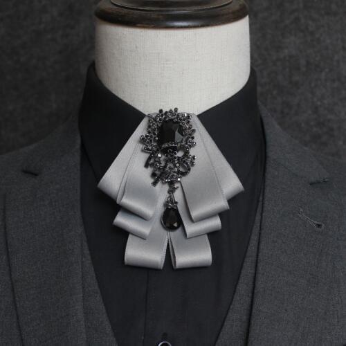 Free shipping new mens male Spring suit collar flower gentleman Japan Korea rhinestone bow tie groom best man host performance