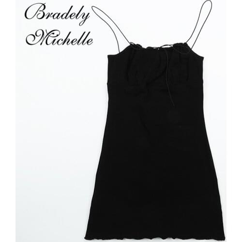 BRADELY MICHELLE 2021 Summer NEW Arrival Sexy Sling Basic Black Lace Tube Top Mini Dress Nightdress Club