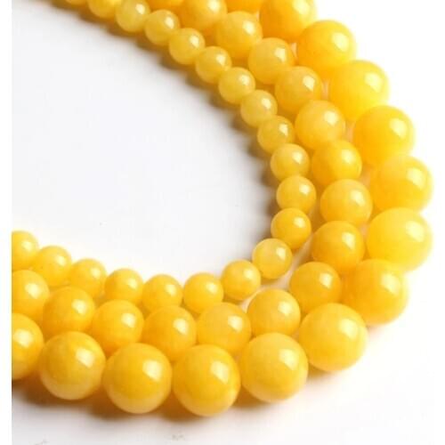 Natural Stone Dark Yellow Cloud Jades Beads Round Loose Bead For Jewelry Making 15"Inches 6 8 10 12mm DIY Bracelet Necklace