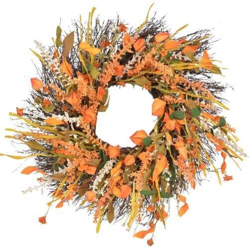 Door Decoration Wreath Artificial Wheat Fake Flowers Nearly Nature Rattan Plastics Outter Dia 62cm Foams Simulation Plants