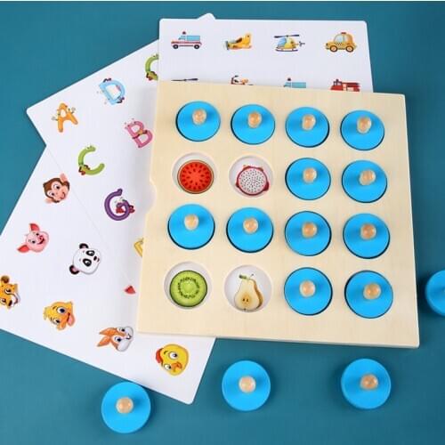 Children Learning Education Board Games Cartoon Wooden Memory Chess Parent-child Interaction Logic Training Toys for Kids