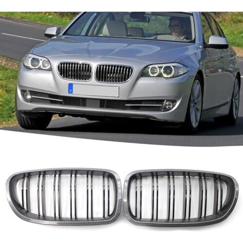Dual Slat Kidney Grille for BMW F10 F11 520i 523i 525i 528i 530i 535i 550i 10-15 Morden Style Front Bumper Grill Car Styling