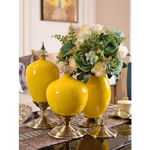 Europe Luxury Ice Crack Ceramic Vase creative tabletop Figurine Furnishing Articles Crafts Home decoration Wedding Gifts