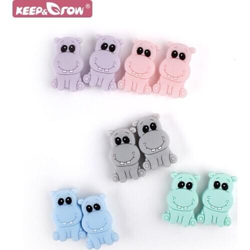 DIY Baby Pacifier Silicone Beads Hippo Cartoon Food Grade Pearl Rodent Teether Hippopotamus BPA Free chew Pacifier Chain Tool