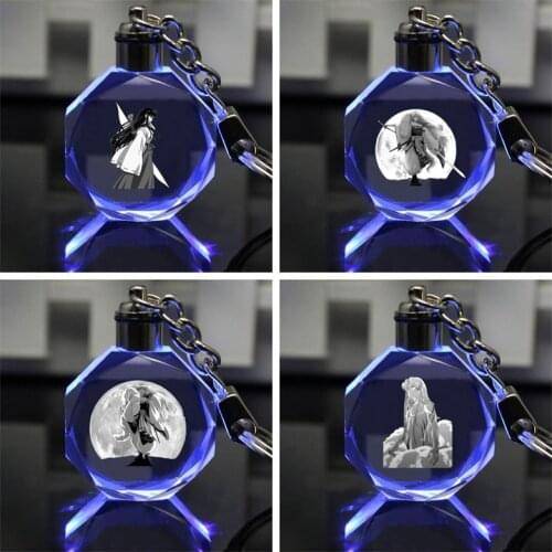IVYYYE Inuyasha Anime LED Key Chains LOGO Figure Keyring Crystal Toy Keychain Light Keyholder Unisex Customized Gifts NEW
