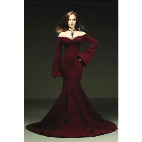 Custom Made 1/6 Scale Blood Rose Double Sleeve Large Long Skirts Dress for 12inch Phicen TBleague JIAOUL Doll Toys