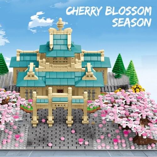 SEMBO City house Architecture School cherry tree student Model building blocks DIY brick Friends Kids Toys Creator classic idea