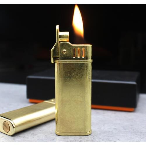 Brass Retro Torch Grinding Lighter Free Fire Flint Wheel Kerosene Gasoline Pipe Lighter Cigarette Oil Windproof Gadgets For Men