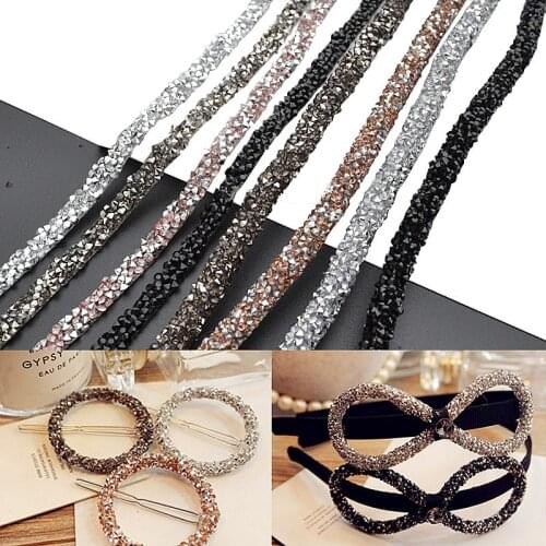 50cm 7mm Sewing Trim Crystal Motif Strass Hot Fix Rhinestone Tape Applicator Ribbon with Rhinestones Iron on Appliques for Dress
