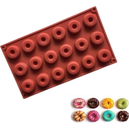 18-Cavity Mini Donuts Mold Silicone Doughnut Mould Chocolate Sweet Candy Jelly Molds Cake Bakeware Decoration Kitchen Supplies