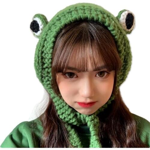 Fashion Frog Hat Beanies Knitted Winter Hat Solid Anime Hat Costume Accessory Gifts Warm Winter Bonnet Cap Prop Party Women Men