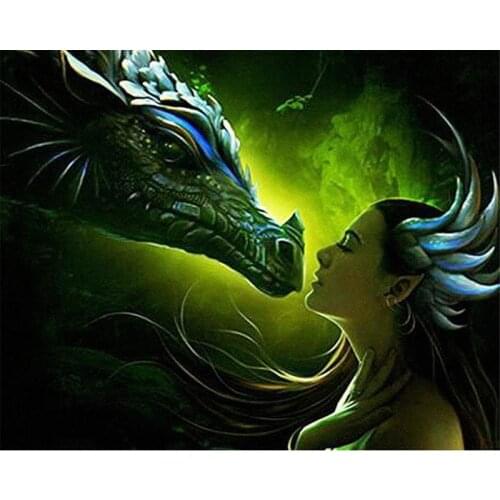 Dragon Immortal Beauty Animal DIY Digital Painting By Numbers Modern Wall Art Canvas Painting Christmas Gift Home Decor 40x50cm