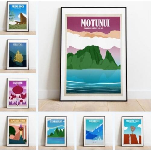 Disney Travel Poster Set-From Canvas Art Prints and Painting Poster Wall Art Picture Kids Room Cuadros Decoration